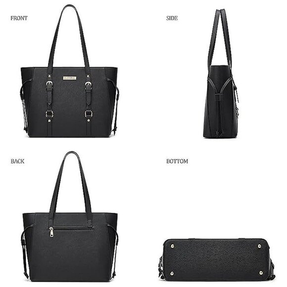 Women Fashion Synthetic Leather Handbags Tote Bag Shoulder Bag Black-b-01 - Picture 6 of 6